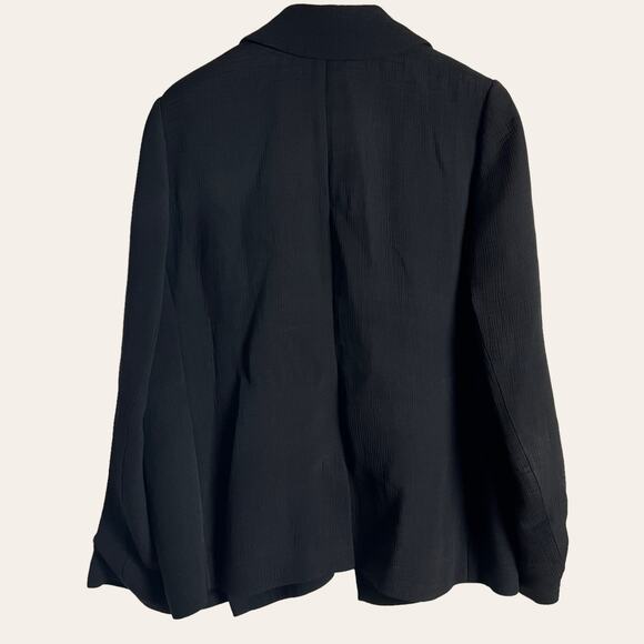 Eileen Fisher Black Silk Blend Crinkled Double Breasted Blazer Jacket 1X - Picture 5 of 8